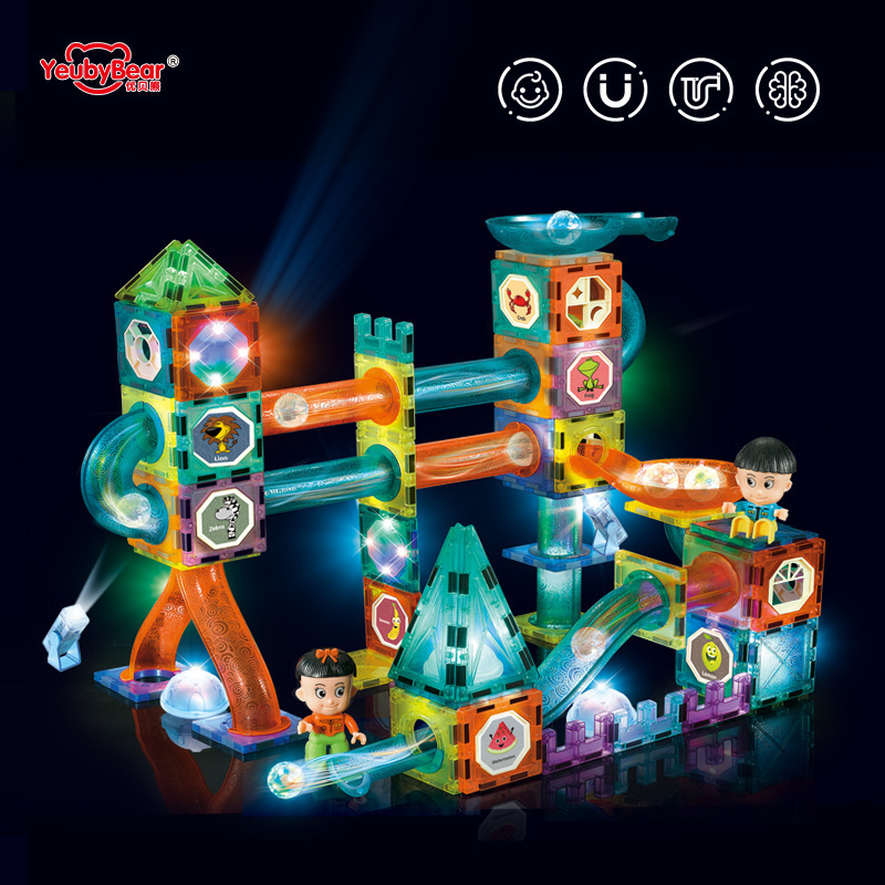 Bloques magnéticos con rodillos y tubos para niños