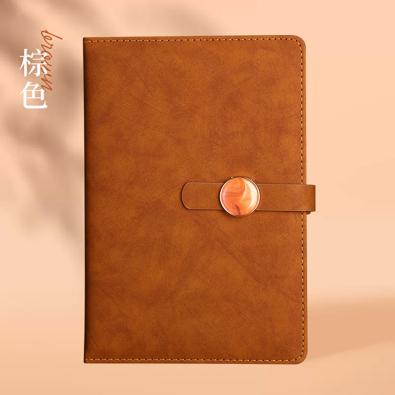 a5高颜值仿皮三折笔记本商务办公记事本套装高档文具用品可印log|undefined