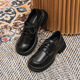 Thick soled loafers 2024 new single shoe British style women's shoes Spring lace up college JK shoes Women's small leather shoes