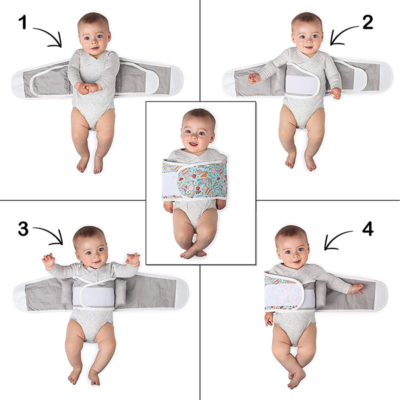 新品推荐婴儿襁褓带亚马逊可调节手臂包防惊跳安全舒适纯棉襁褓带