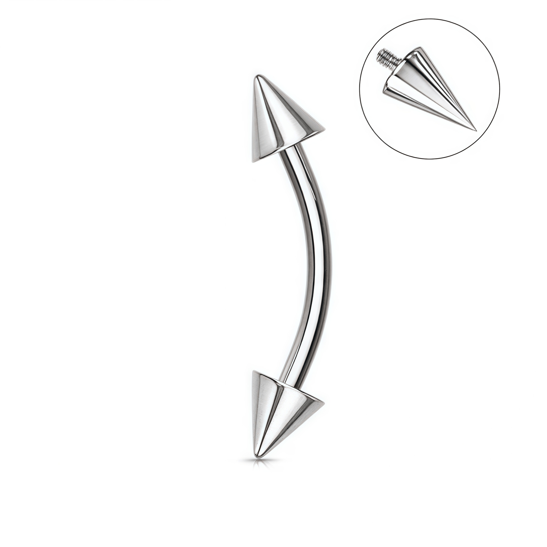 F136 Titanium Internal Thread Curved Barbell Pointed Cone Eyebrow Lip Nipple Jewelry G23 Alloy Piercing detail image 5