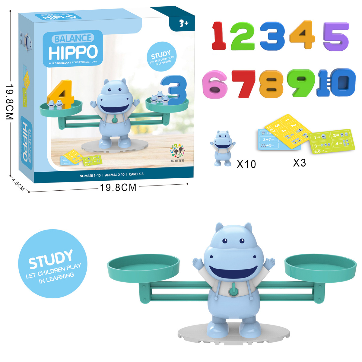 Nuevos niños de educación temprana Qizhi escritorio equilibrio juego lindo hipopótamo pequeño equilibrio digital equilibrio ciencia y educación Juguetes