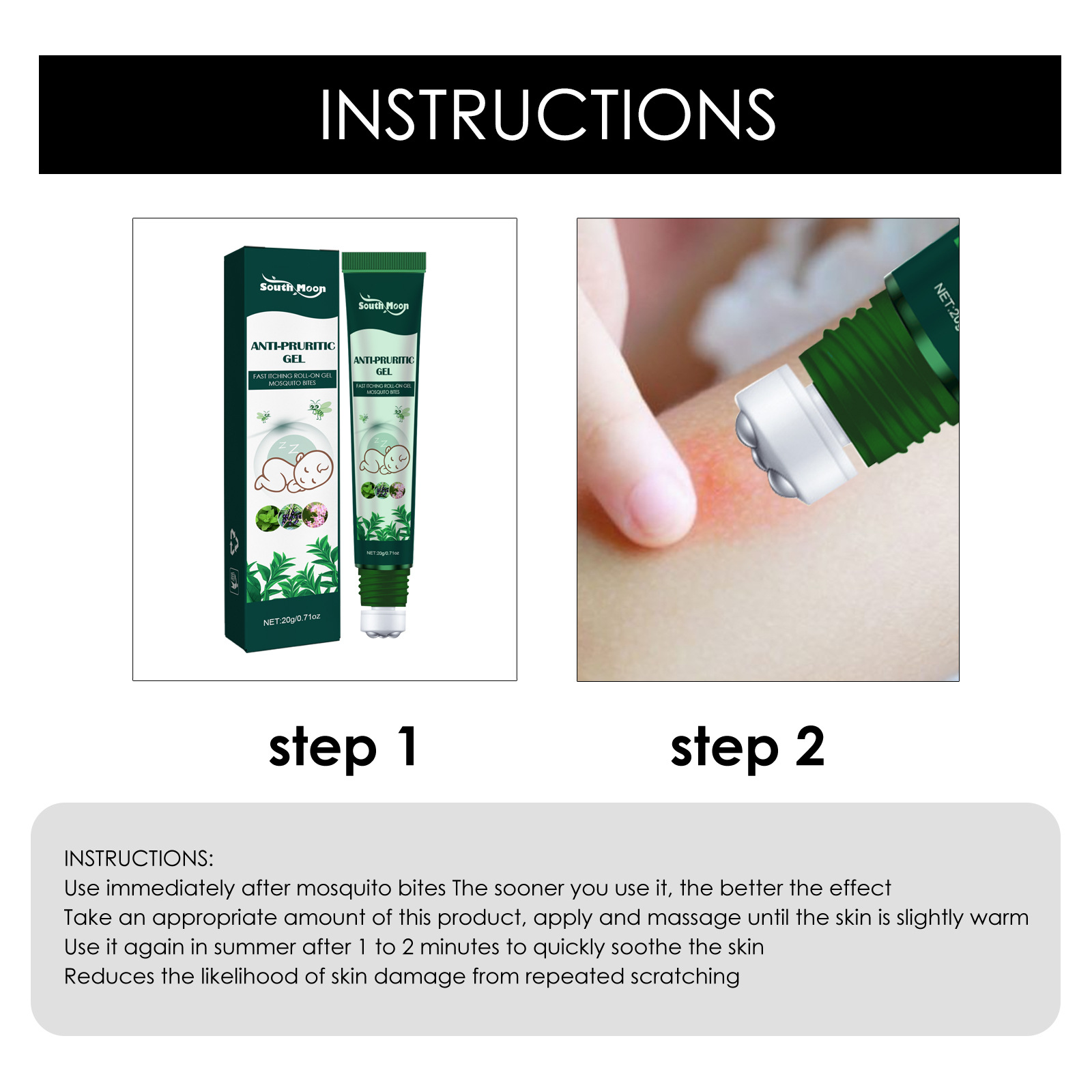 South Moon anti-mosquito and anti-itch roll-on gel for children itchy anti-mosquito bites and anti-itch care cooling oil_voghion.com