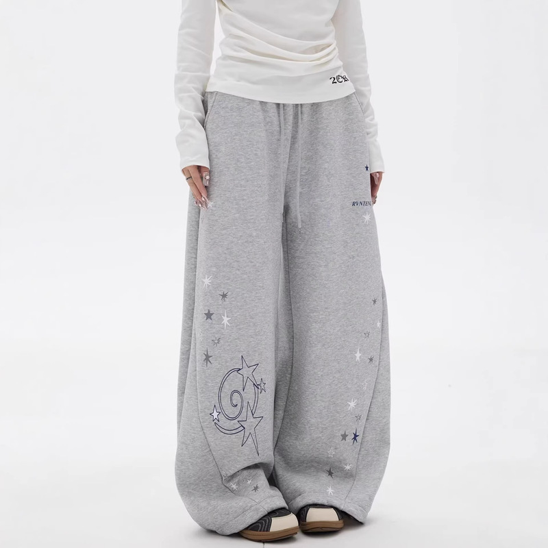 Vintage Star Hip-Hop Loose Star Print Wide-Leg Sweatpants for Women Winter Loose Straight Jazz Dance Pants Vintage Star Hip-Hop Loose Star Print Wide-Leg Sweatpants for Women Winter Loose Straight Jazz Dance Pants