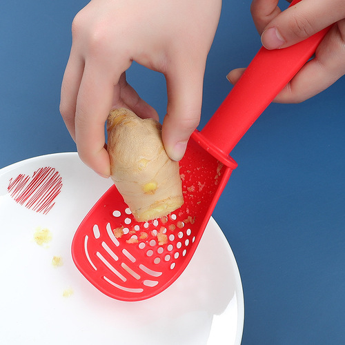 厨房多功能研磨料理勺捣碎沥水漏勺磨姜蒜勺家用压土豆泥盛饭勺