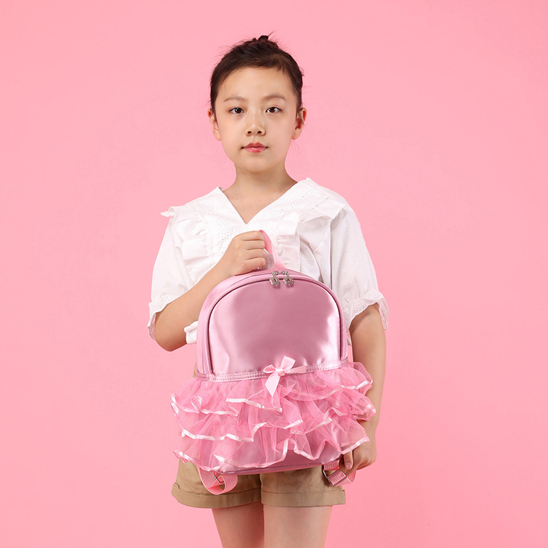 Bolso de baile de encaje dulce para niña con estampado LOGO, bolso de hombro de estudiante de baile de color sólido simple, nuevo bolso para niños
