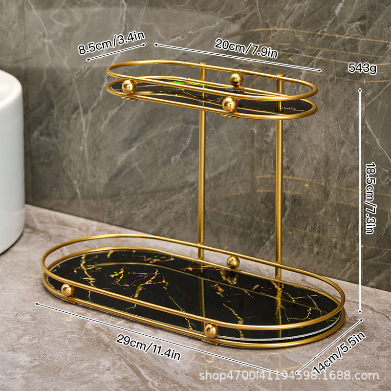 Luz de lujo multicapa escritorio inodoro estante de almacenamiento de aparador cubierta de acabado estante de baño lavabo estante de almacenamiento de cosméticos