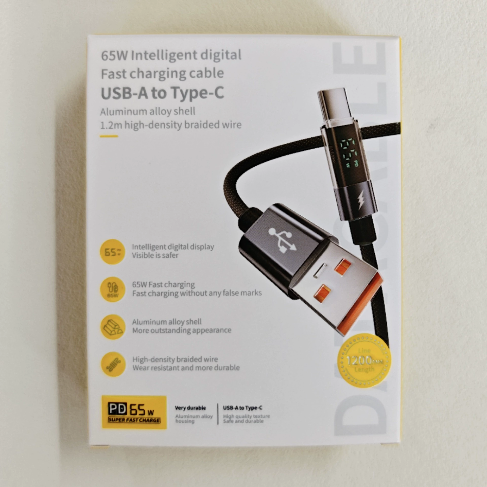 [Умная зарядка] Умная цифровая выдача Bimo 240W быстрый зарядный кабель совместимый с Apple PD27W Android и Huawei