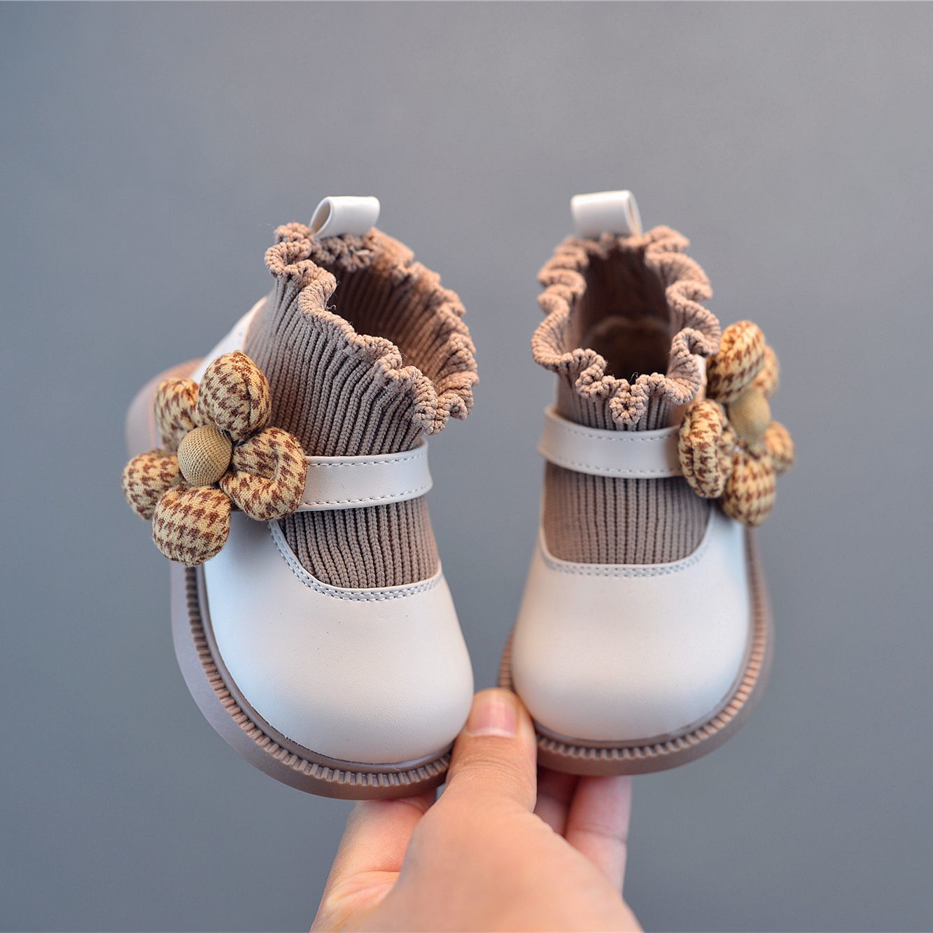 Baby Girl Shoes Korean Style Spring & Fall New Sunflower Princess Short Boots Fashionable Toddler Shoes Non-Slip Soft Sole Slip-On