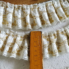 Japanese imported soft gold thread pleated lace fabric accessories Lolita princess dress hem rhinestone edge wide