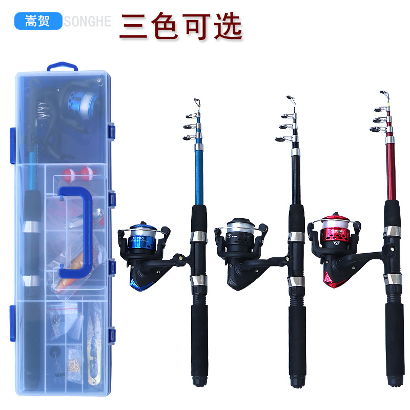 Mini caña de pescar infantil telescópica con carrete – kit portátil de pesca para niños