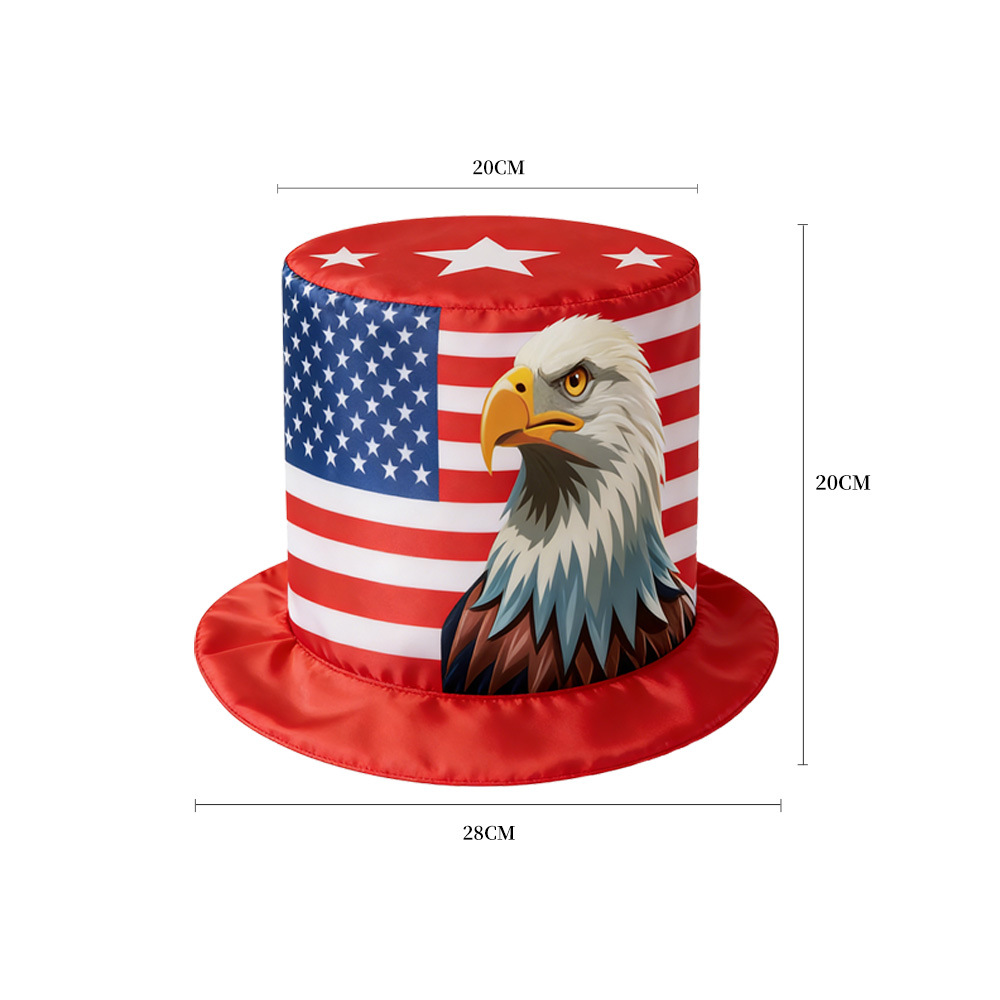 Nuevo sombrero transfronterizo del Día de la Independencia de los Estados Unidos Tío Sam sombrero festivo accesorios de decoración infantil bandera de los Estados Unidos sombrero alto