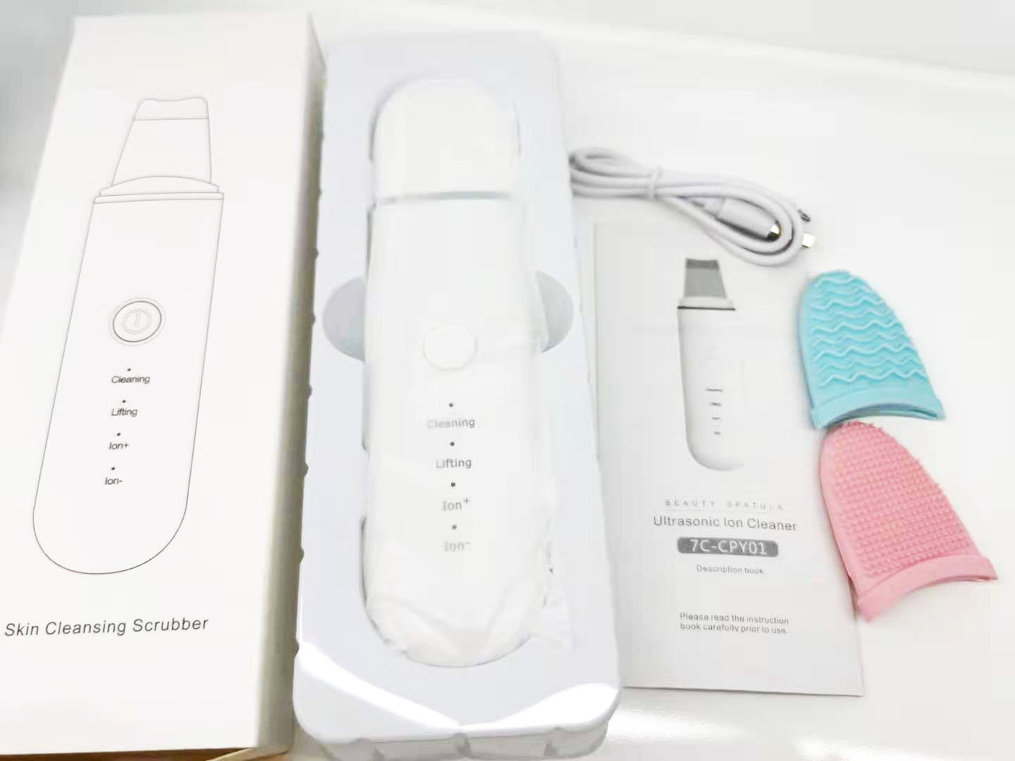 Instrumento de eliminación de piel ultrasónico transfronterizo limpieza doméstica limpiador de poros exportación acné eliminación de espinillas máquina de eliminación de piel instrumento de belleza