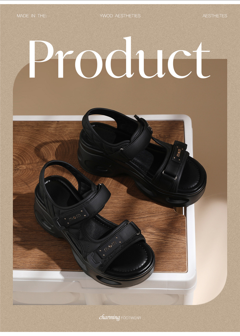 Dép sandal nữ xỏ ngón đế bệt đi biển mùa hè đế dày chống mài mòn — 7128 Màu đen, 7128 màu be chi tiết 3