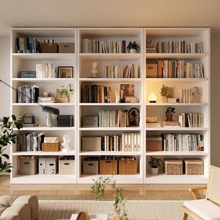 Solid Wood Library Bookshelf Floor-Standing Storage Rack Against the Wall Kidsren's Picture Book Living Room Student Storage Bookcase Integrated Whole Wall