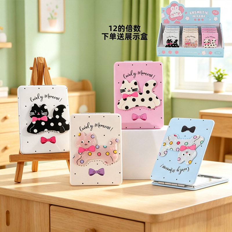 New creative square mirror-polka dot cute cat series