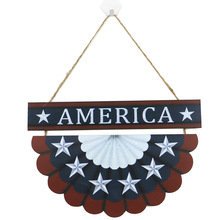 跨境新款美国独立日木质国旗壁挂装饰工艺品国庆节欢迎门挂牌