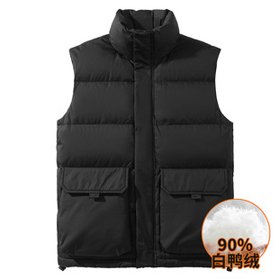 White Duck Down Vest Men's and Women's Vest Warm Waistcoat Sleeveless Down Jacket Vest Overalls Printed Logo