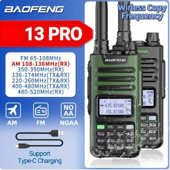 Поставка радиостанции Baofeng BF-UV13 Pro портативная, Type-C, радиосвязь, настройка частот, рация Baofeng