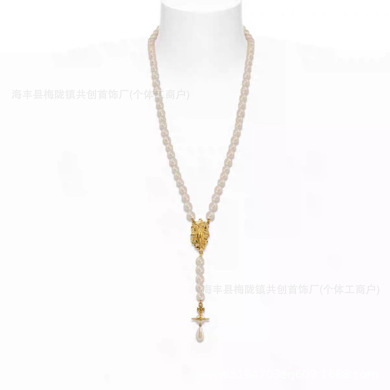 西太后小香风锁骨项链现货小众设计森系轻奢简约珍珠项链|undefined