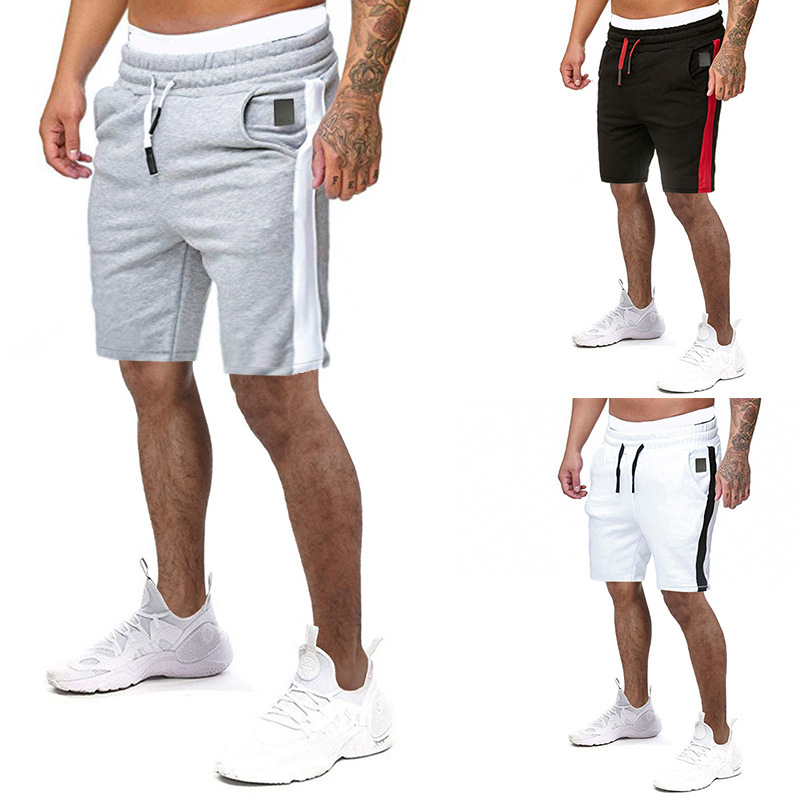 2021 summer new foreign trade wholesale striped color matching Men's sports shorts lace jogging pants beach pants K95