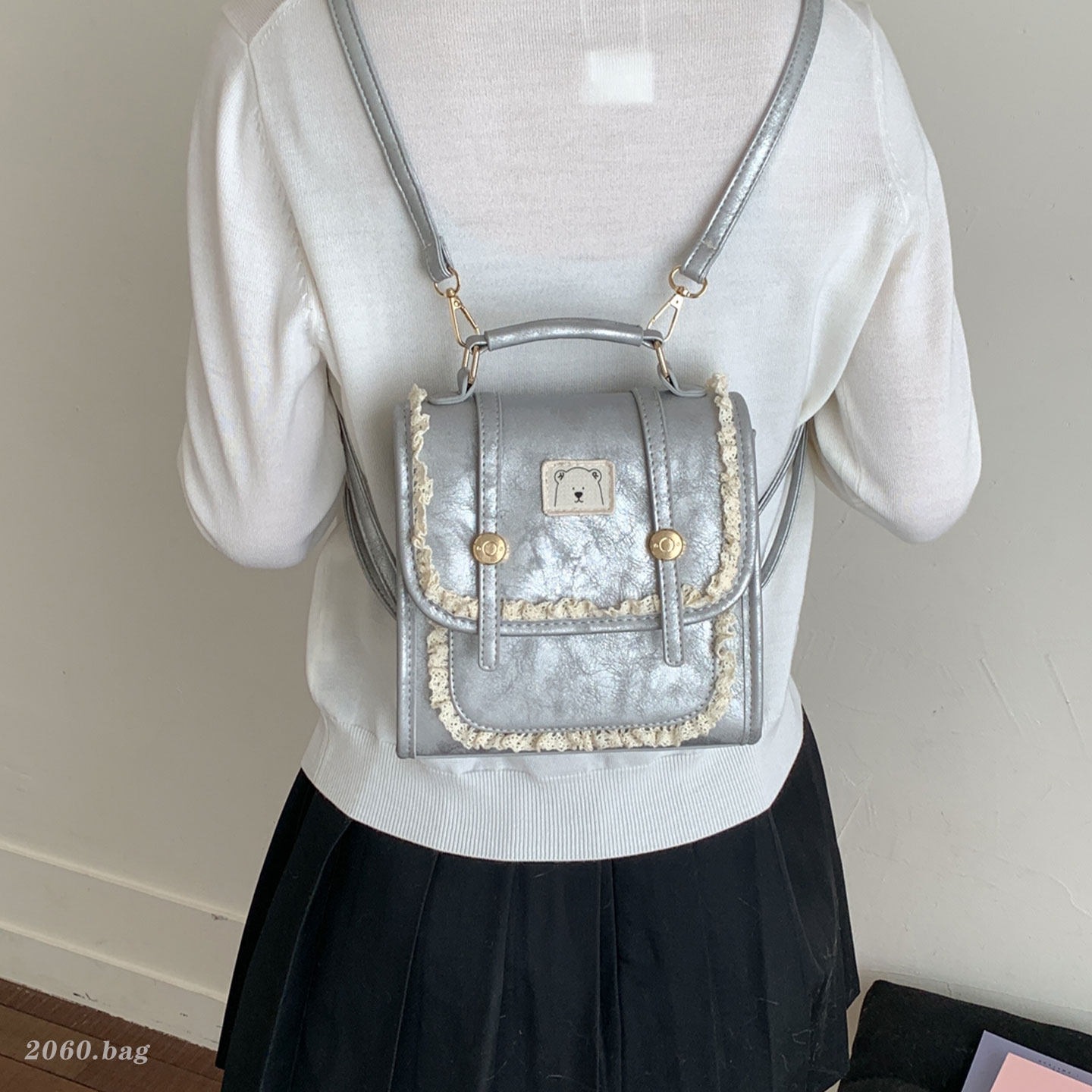 Mochila de encaje nuevo estilo de estilo universitario de moda moda de encaje de viaje de la mochila de chicas 2026 clase