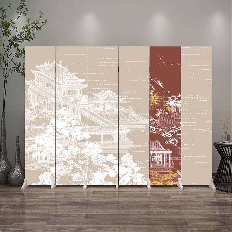 Chinese-Style Screen Partition for Living Room, Entrance Hall, Movable and Foldable Indoor Hotel Tea Room Decorative Partition Screen