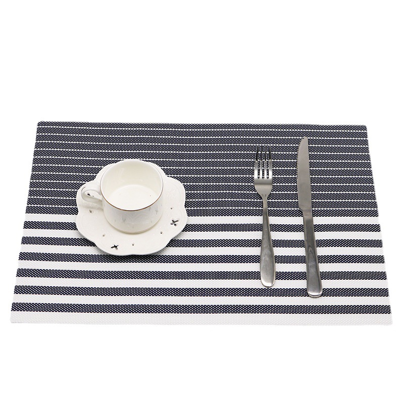 Teslin blanco rayado PVC mantel al por mayor diseño de restaurante europeo occidental mantel placa estera de aislamiento antideslizante