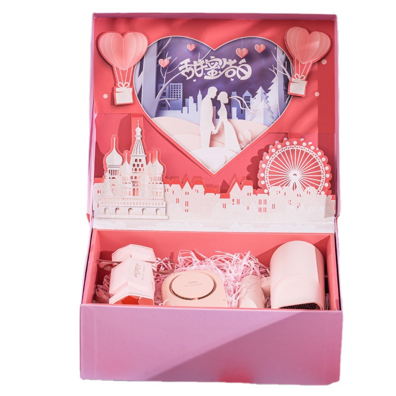 En stock caja tridimensional creativa caja de regalo Rosa Día de San Valentín caja de regalo Qixi para niñas caja de embalaje de cosméticos