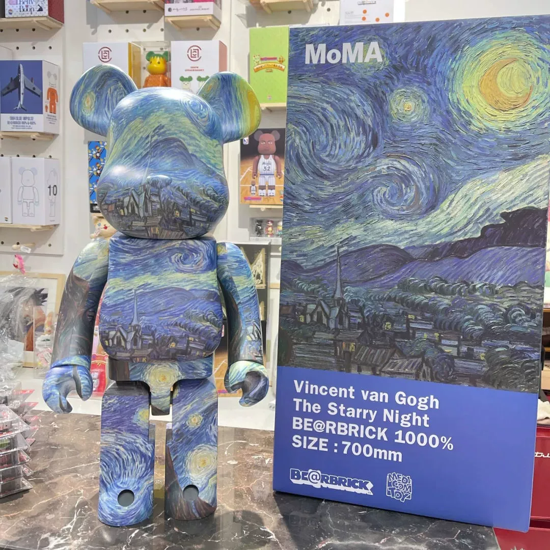 Bearbrick Violent Bear 1000%Plating Tide Playing Bear Hand -Office Toys Home Locker Ladder Van Gogh Qianqiu