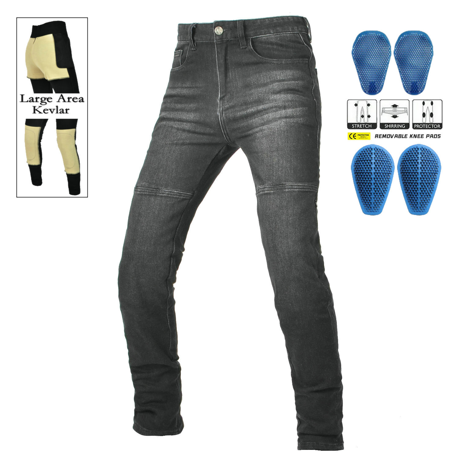 VOLERO jeans de motocicleta para hombres, pantalones de ciclismo casuales, pantalones resistentes al desgarro, protectores de silicona