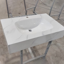 出口外贸酒店岩板无缝洗手盆切角公寓挂墙式一体洗漱台轻奢洗手台