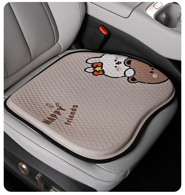 New Cartoon Gel Car Seat Cushion, Ice Silk Mesh Cooling Pad, Waist-Protecting Breathable Honeycomb Seat Cushion, Universal Car Cushion