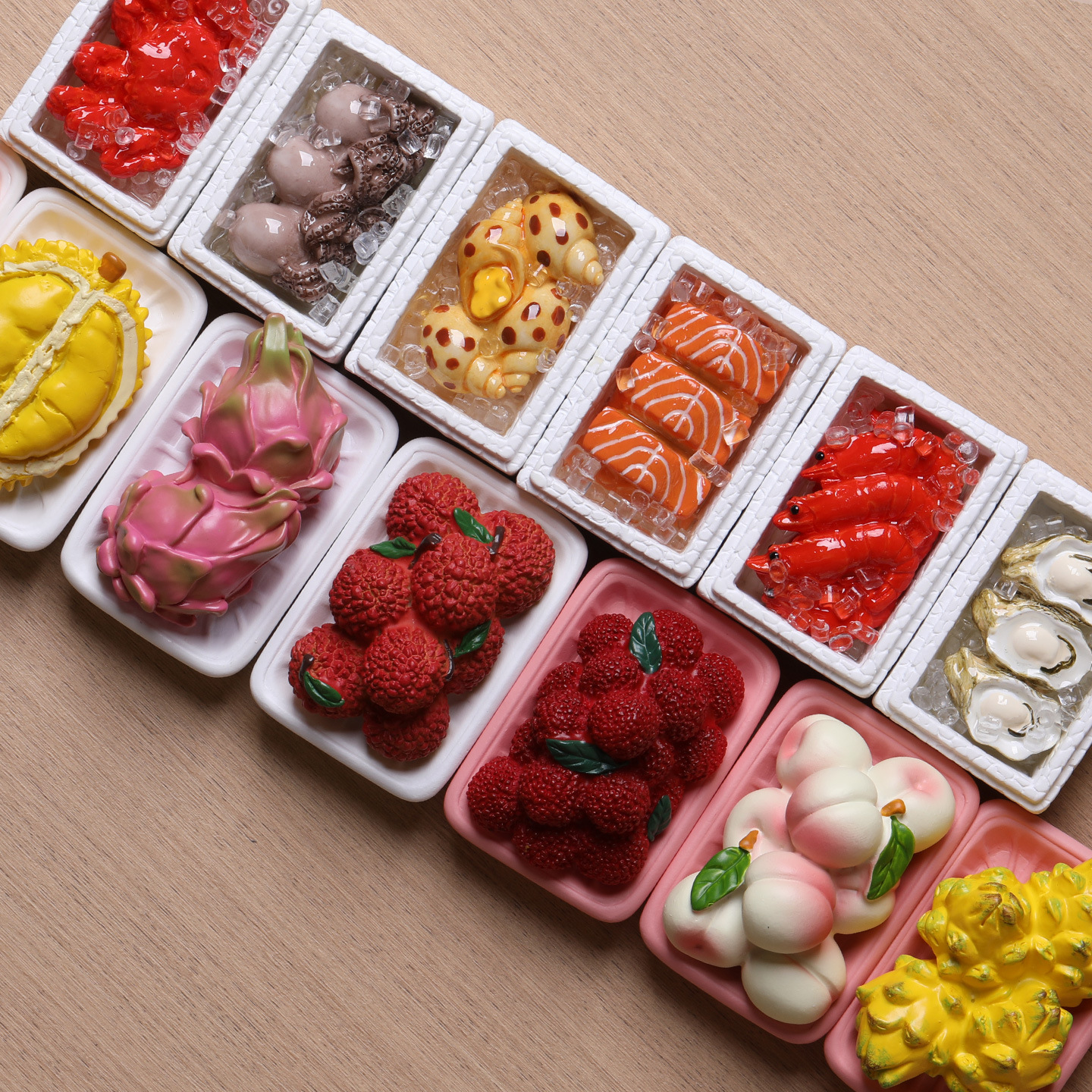 Authentic Rabbit Duck Home Resin Crafts Fruit Refrigerator Stickers Seafood Magnets Simulated Food Food Decoration Magnetic Stickers