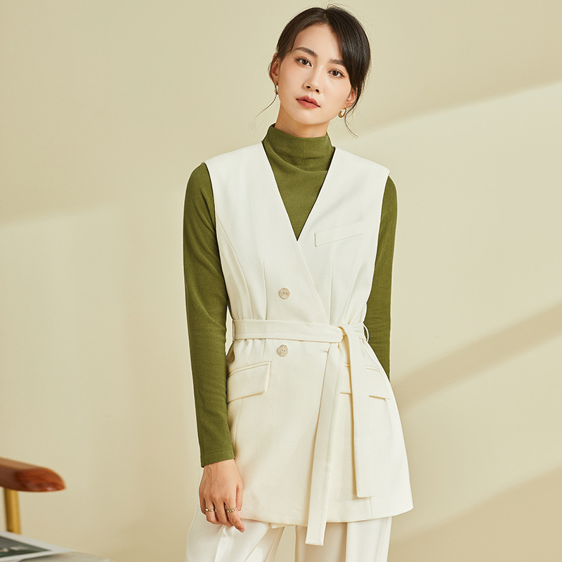 Áo vest gile nữ không tay phong cách retro, thiết kế độc đáo mặc xuân thu — Áo Vest Đen (không có cổ áo)