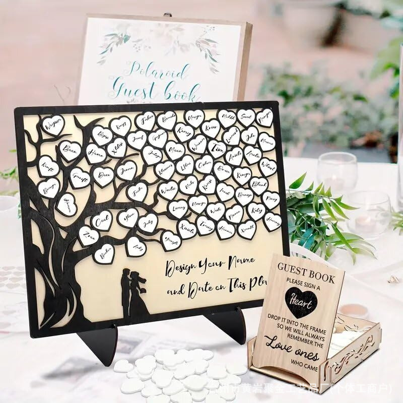 Romantic heart-shaped wedding sign-in frame wooden ornament photo frame commemorative design wedding scene ambiance decorative piece Romantic heart-shaped wedding sign-in frame wooden ornament photo frame commemorative design wedding scene ambiance decorative piece