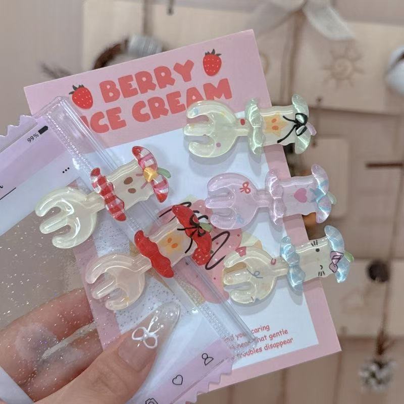 Cute Jelly Kt Apple Core Fork Hairpin Ins Cartoon Kitten Fun Duckbill Clip Girl Heart Cute Hair Accessories