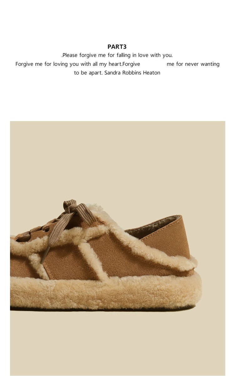 Casual Shoes For Women Plush Lining Warm Lace-up Winter Footwear_voghion.com