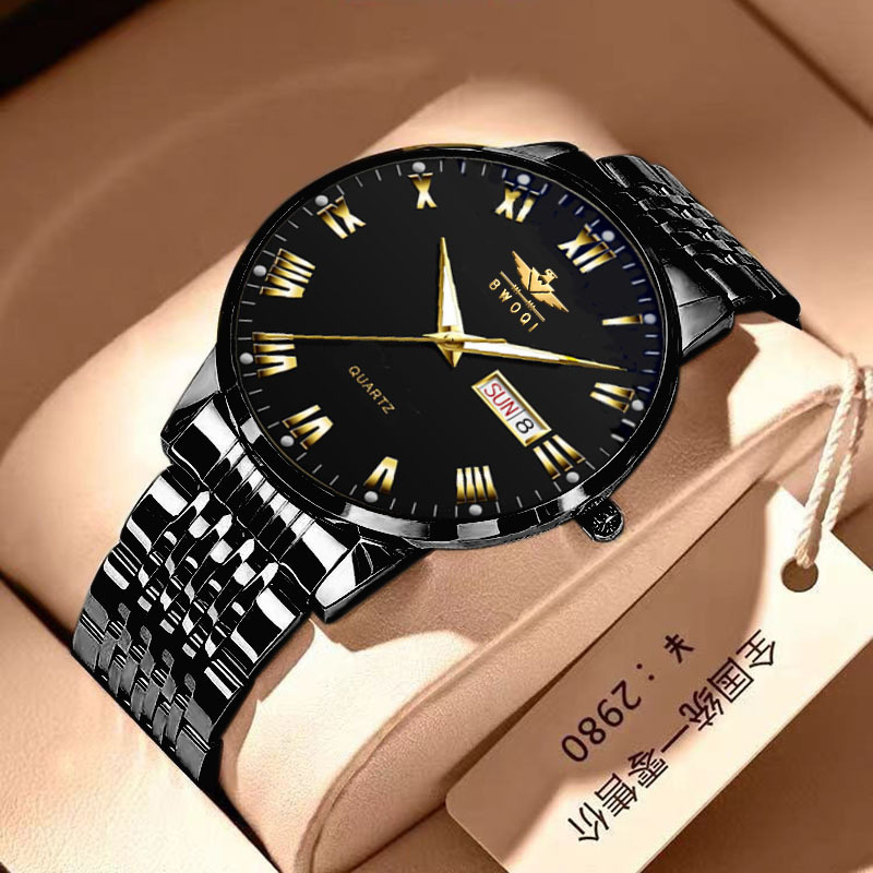 BWOQI/Bevoqi Watch Men's Ultra-thin Large Dial Fashionable Simple Waterproof Luminous Calendar Men's Quartz Watch