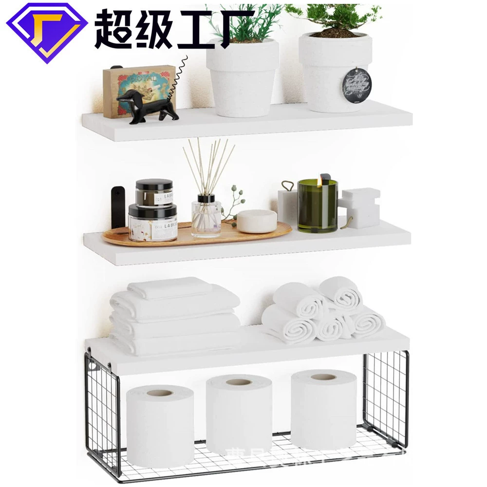 Настенная полка для хранения, подвесная, деревянная, для ванной, кухни, гостиной, перегородка