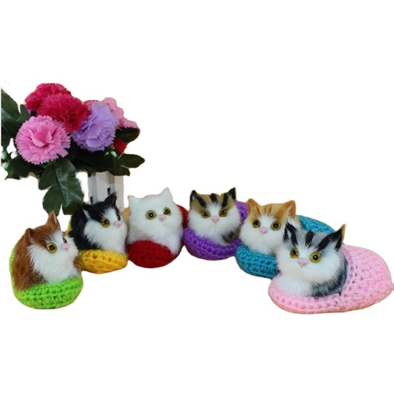 Simulación gato llamará lindo gatito peluche juguete simulación gato decoración zapatillas gato muñeca gato suministro directo de fábrica