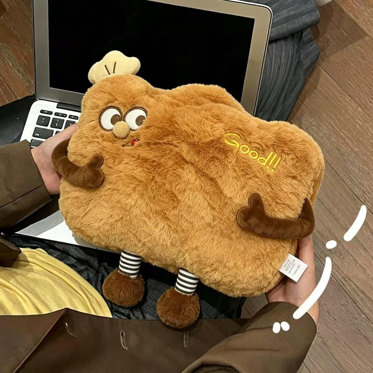 쿠키 토스트 캐릭터 충전식 온수주머니 손난로 털커버