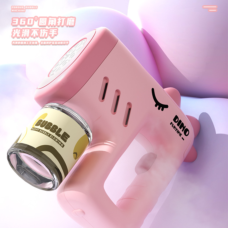 Juguete de los niños dibujos animados dinosaurio creativo forma linda burbuja eléctrica máquina con luz tiktok puesto supermercado