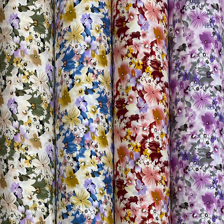 Fabricante al por mayor transpirable 30s floral impresión digital inventario 100% tela de rayon