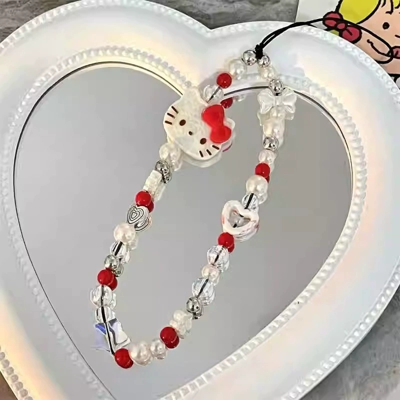Hello Kitty, подлинный красный милый мобильный телефон, камера, живопись ручная