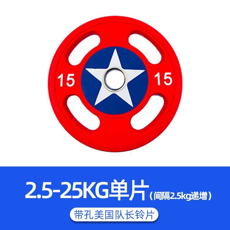 竞技杠铃片PU彩色包胶杠铃片健身房商用力量举重手抓片专业飞铃片|undefined