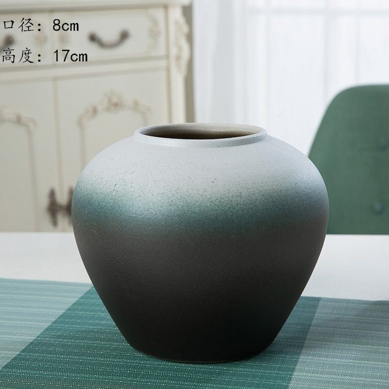 Jingdezhen nuevo jarrón de cerámica china planta maceta de flores de cerámica vintage flor seca sala de estar decoración moderna simple estricta