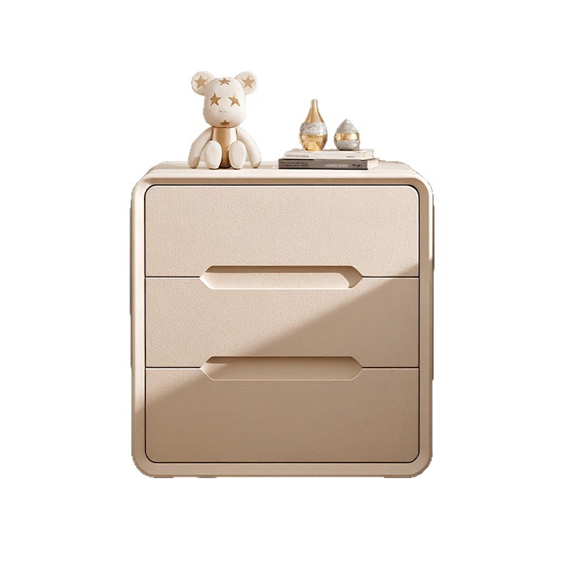 Alta meseta de cabezal de cama crema viento de alta calidad dormitorio doméstico 2025 explosión de madera maciza pequeño gabinete de almacenamiento junto a la cama sin instalación