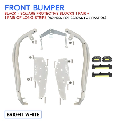 Motorcycle bumper bumpers, rear rack, silver protective - whitereinforced-front-bumper-black-protective-block
