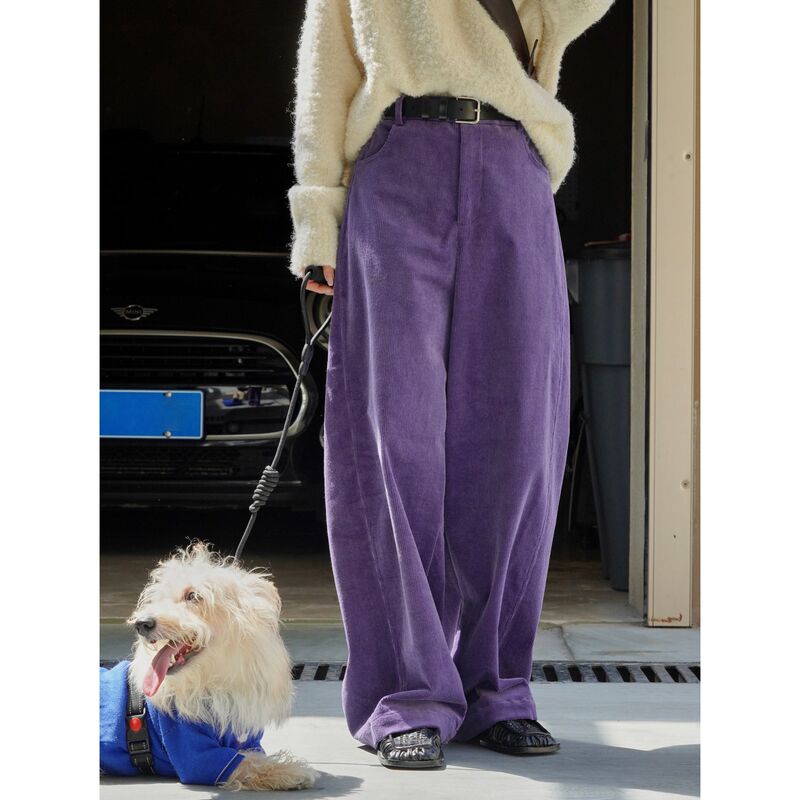 Lu Fu's New Winter Korean Style Fashionable Lazy Corduroy Casual Pants Straight Loose Slimming Look Warm Pants for Women Thick